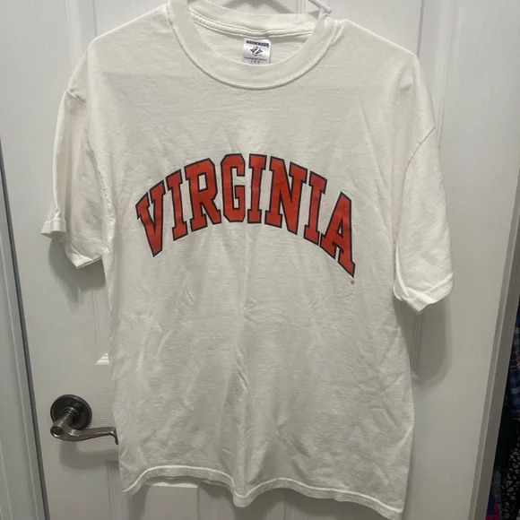 Jerzees Cream Tee with Bold Orange Virginia Design - Picture 3 of 13